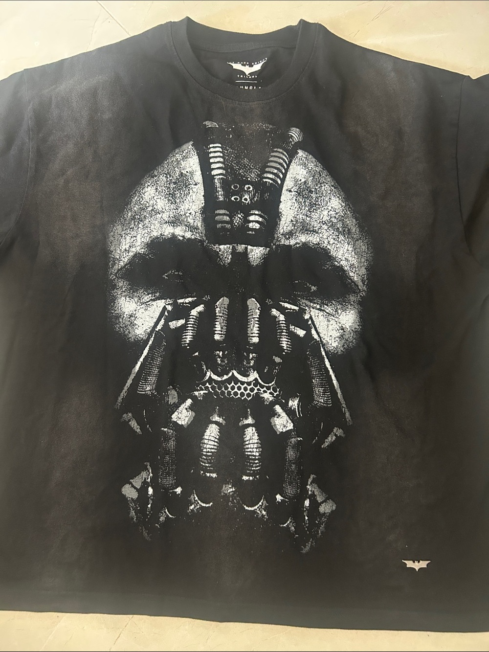 YoungLA Black T-Shirt with White Bane Mask Batman, new medium